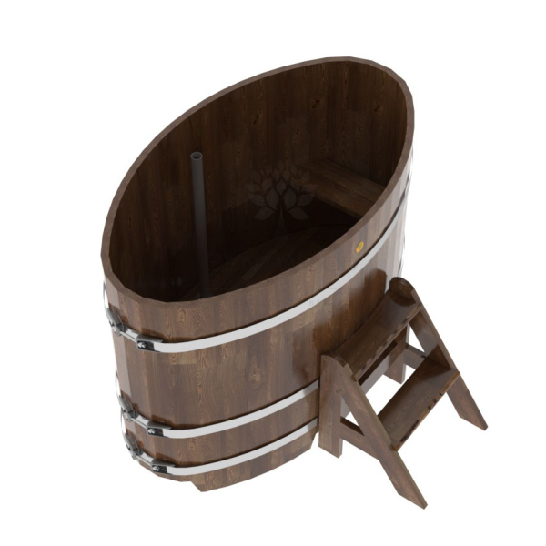 Купель овальная Bentwood из сращенных ламелей мореной лиственницы 0,80 х 1,42 х 1,0 м. Фото № 4