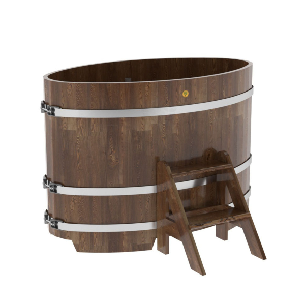 Купель овальная Bentwood из сращенных ламелей мореной лиственницы 0,80 х 1,42 х 1,0 м. Фото № 1
