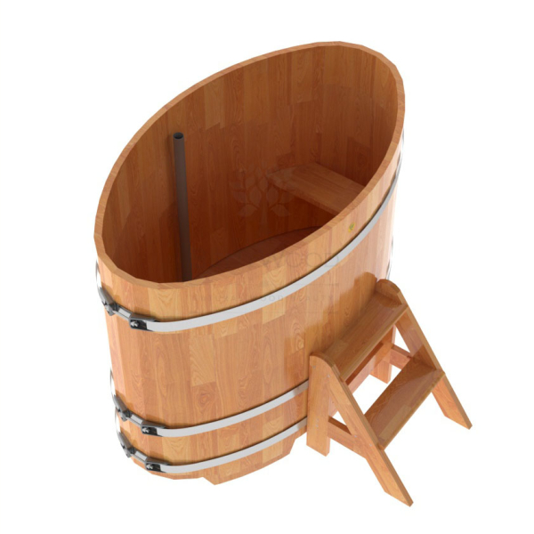 Купель овальная Bentwood из сращенных ламелей натуральной лиственницы 0,80 х 1,42 х 1,1 м. Фото № 4