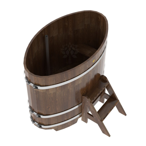 Купель овальная Bentwood из сращенных ламелей мореной лиственницы 0,80 х 1,42 х 1,1 м. Фото № 3