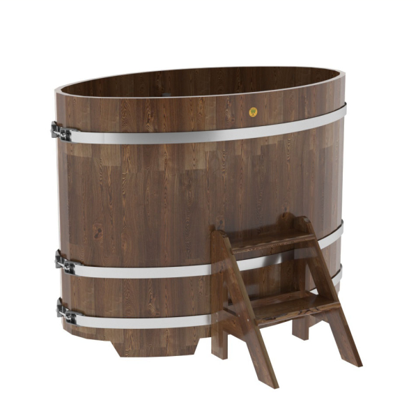 Купель овальная Bentwood из сращенных ламелей мореной лиственницы 0,80 х 1,42 х 1,1 м. Фото № 1