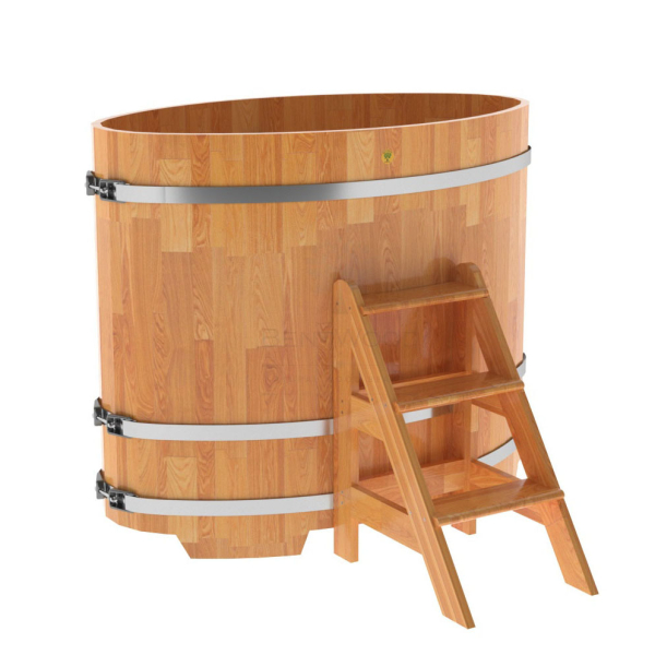Купель овальная Bentwood из сращенных ламелей натуральной лиственницы 0,80 х 1,42 х 1,2 м. Фото № 1