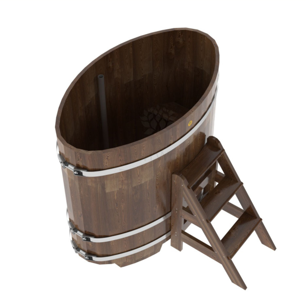 Купель овальная Bentwood из сращенных ламелей мореной лиственницы 0,80 х 1,42 х 1,2 м. Фото № 3