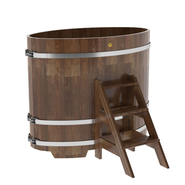 Купель овальная Bentwood из сращенных ламелей мореной лиственницы 0,80 х 1,42 х 1,2 м. Фото № 1