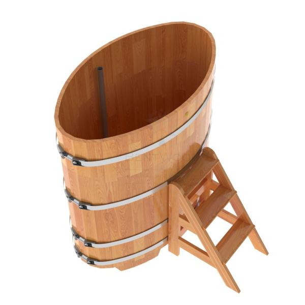 Купель овальная Bentwood из сращенных ламелей натуральной лиственницы 0,80 х 1,42 х 1,4 м. Фото № 2