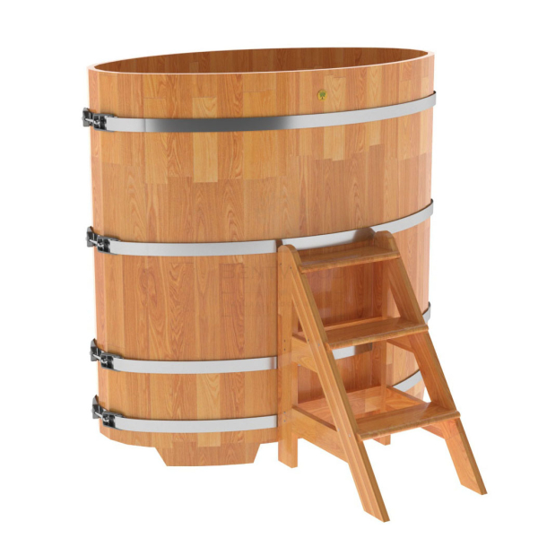 Купель овальная Bentwood из сращенных ламелей натуральной лиственницы 0,80 х 1,42 х 1,4 м. Фото № 1