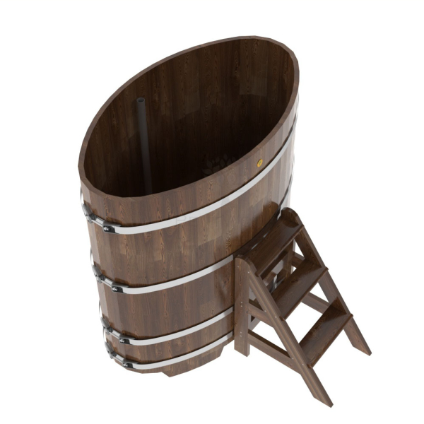 Купель овальная Bentwood из сращенных ламелей мореной лиственницы 0,80 х 1,42 х 1,4 м. Фото № 4