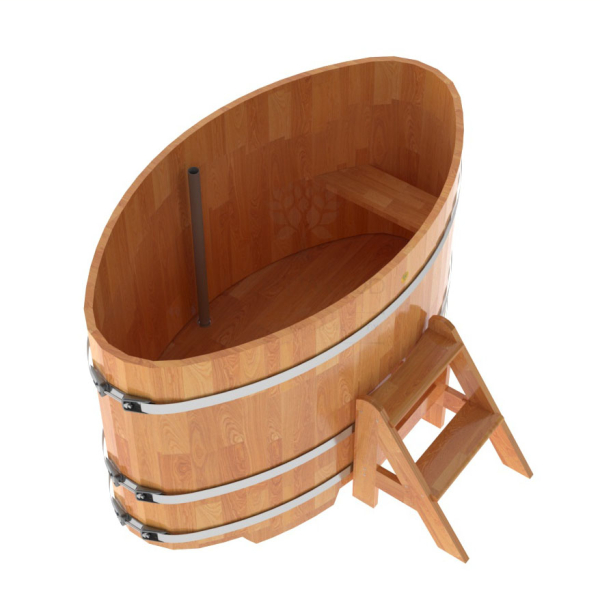 Купель овальная Bentwood из сращенных ламелей натуральной лиственницы 0,92 х 1,66 х 1,0 м. Фото № 3