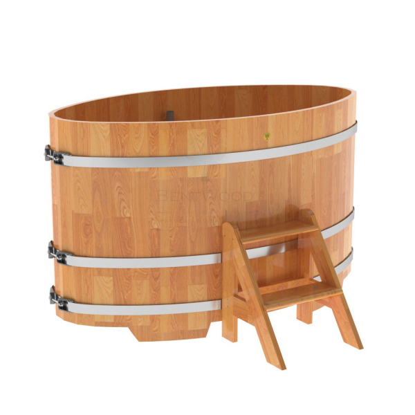 Купель овальная Bentwood из сращенных ламелей натуральной лиственницы 0,92 х 1,66 х 1,0 м. Фото № 1