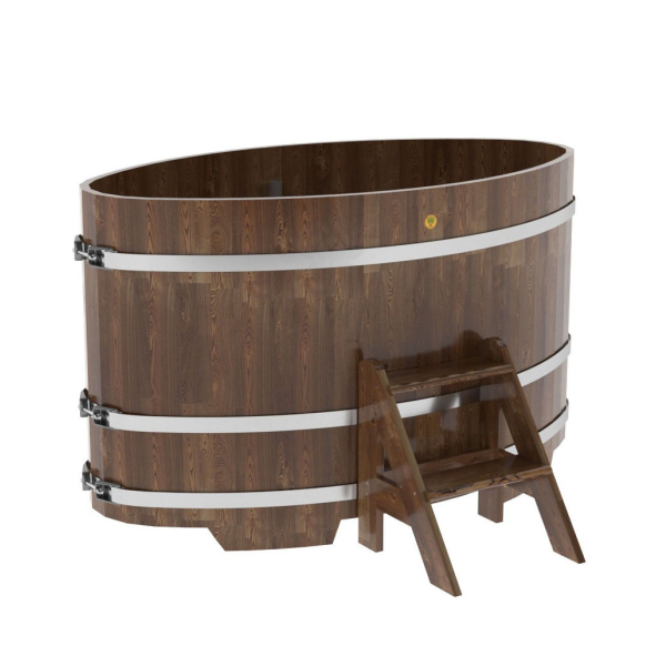 Купель овальная Bentwood из сращенных ламелей мореной лиственницы 0,92 х 1,66 х 1,0 м. Фото № 1