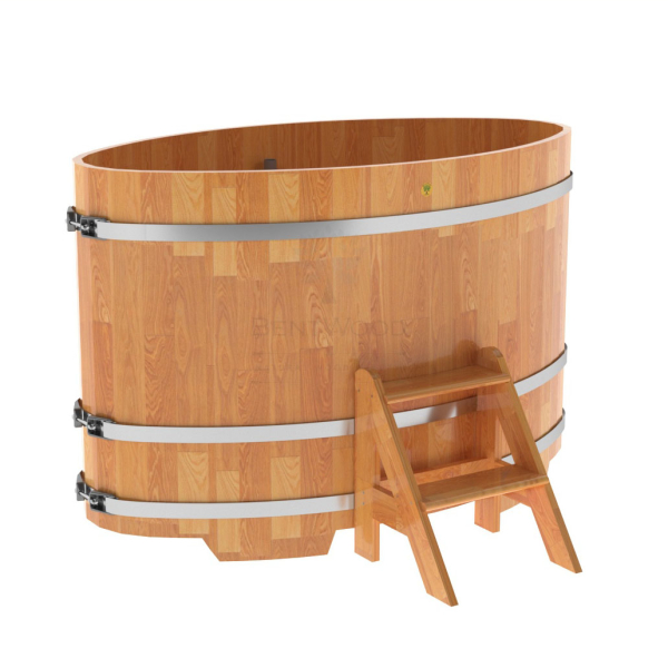 Купель овальная Bentwood из сращенных ламелей натуральной лиственницы 0,92 х 1,66 х 1,1 м. Фото № 1