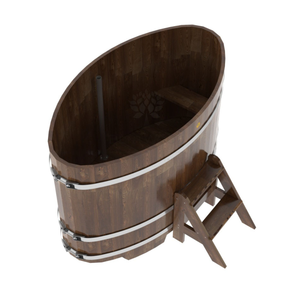 Купель овальная Bentwood из сращенных ламелей мореной лиственницы 0,92 х 1,66 х 1,1 м. Фото № 3