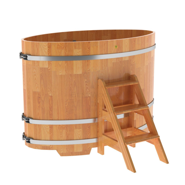 Купель овальная Bentwood из сращенных ламелей натуральной лиственницы 0,92 х 1,66 х 1,2 м. Фото № 1
