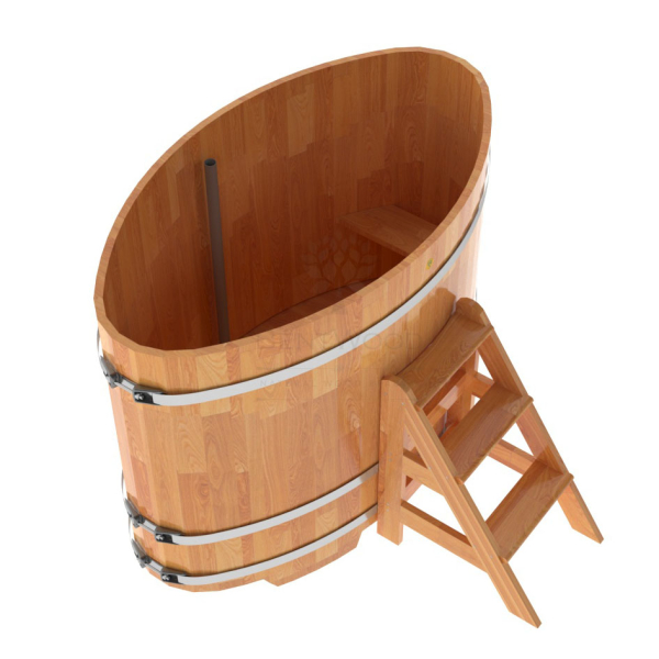 Купель овальная Bentwood из сращенных ламелей натуральной лиственницы 0,92 х 1,66 х 1,2 м. Фото № 2