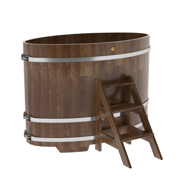 Купель овальная Bentwood из сращенных ламелей мореной лиственницы 0,92 х 1,66 х 1,2 м. Фото № 1