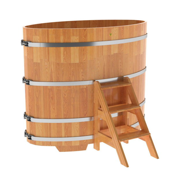 Купель овальная Bentwood из сращенных ламелей натуральной лиственницы 0,92 х 1,66 х 1,4 м. Фото № 1