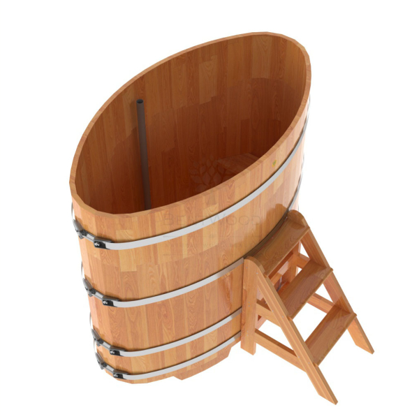 Купель овальная Bentwood из сращенных ламелей натуральной лиственницы 0,92 х 1,66 х 1,4 м. Фото № 4