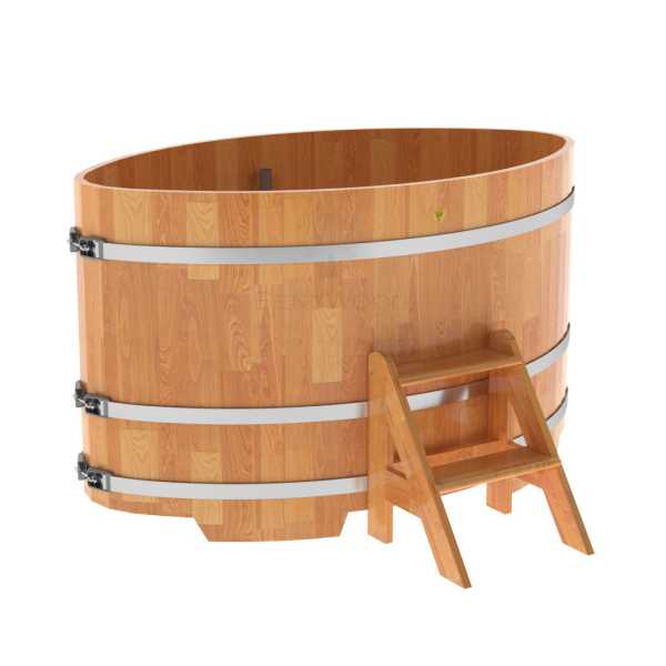 Купель овальная Bentwood из сращенных ламелей натуральной лиственницы 1,02 х 1,68 х 1,0 м. Фото № 1