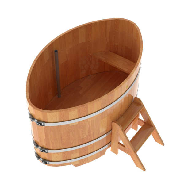 Купель овальная Bentwood из сращенных ламелей натуральной лиственницы 1,02 х 1,68 х 1,0 м. Фото № 3