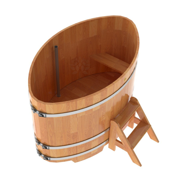 Купель овальная Bentwood из сращенных ламелей натуральной лиственницы 1,02 х 1,68 х 1,1 м. Фото № 4