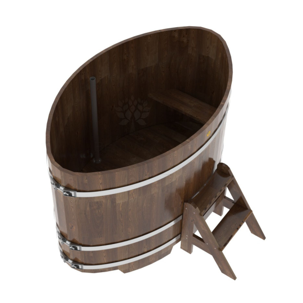 Купель овальная Bentwood из сращенных ламелей мореной лиственницы 1,02 х 1,68 х 1,1 м. Фото № 3