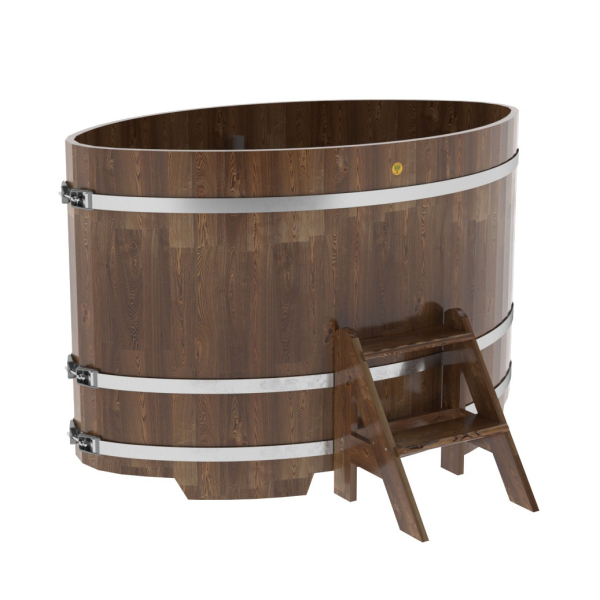 Купель овальная Bentwood из сращенных ламелей мореной лиственницы 1,02 х 1,68 х 1,1 м. Фото № 1