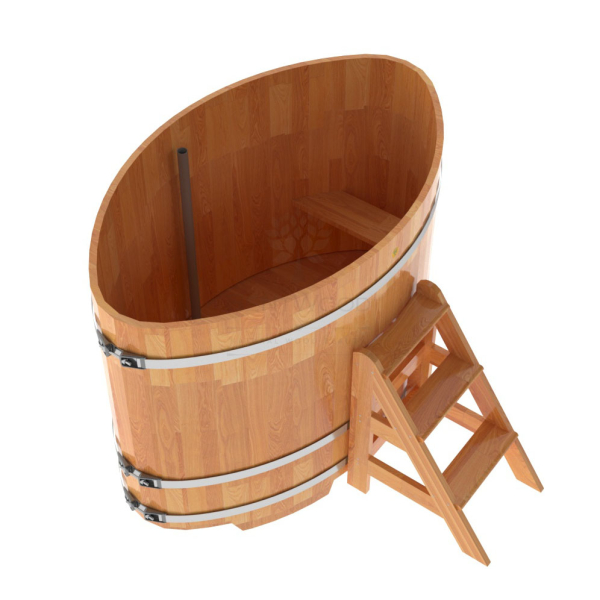 Купель овальная Bentwood из сращенных ламелей натуральной лиственницы 1,02 х 1,68 х 1,2 м. Фото № 4