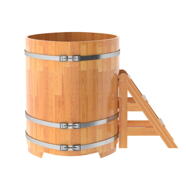 Купель овальная Bentwood из сращенных ламелей натуральной лиственницы 1,02 х 1,68 х 1,2 м. Фото № 3
