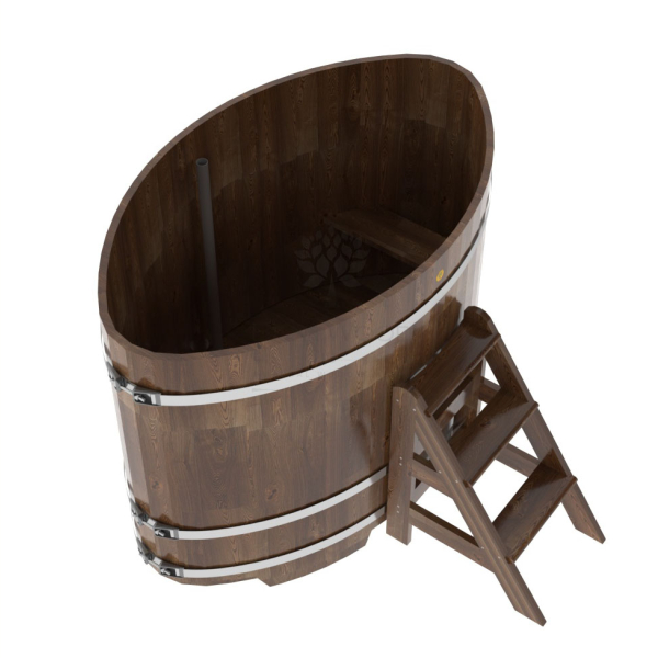 Купель овальная Bentwood из сращенных ламелей мореной лиственницы 1,02 х 1,68 х 1,2 м. Фото № 4