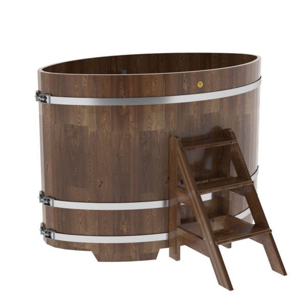 Купель овальная Bentwood из сращенных ламелей мореной лиственницы 1,02 х 1,68 х 1,2 м. Фото № 1