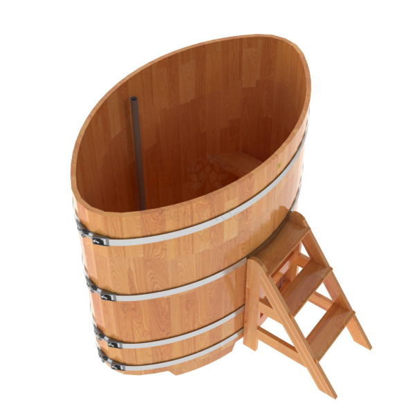 Купель овальная Bentwood из сращенных ламелей натуральной лиственницы 1,02 х 1,68 х 1,4 м. Фото № 4