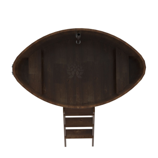 Купель овальная Bentwood из сращенных ламелей мореной лиственницы 1,02 х 1,68 х 1,4 м. Фото № 5