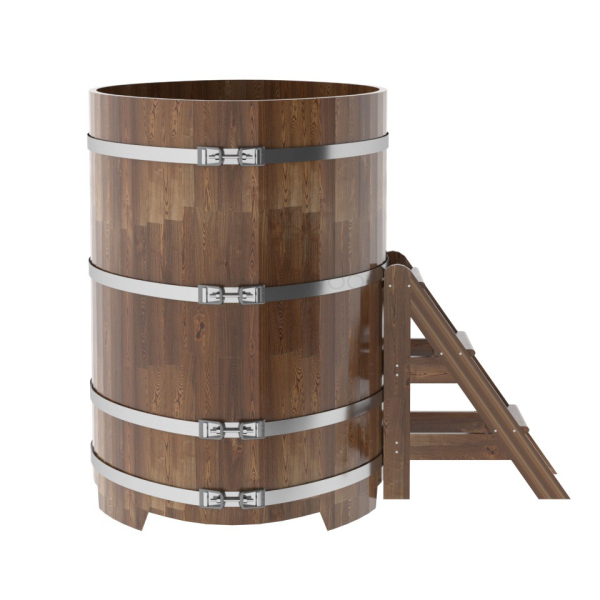 Купель овальная Bentwood из сращенных ламелей мореной лиственницы 1,02 х 1,68 х 1,4 м. Фото № 3