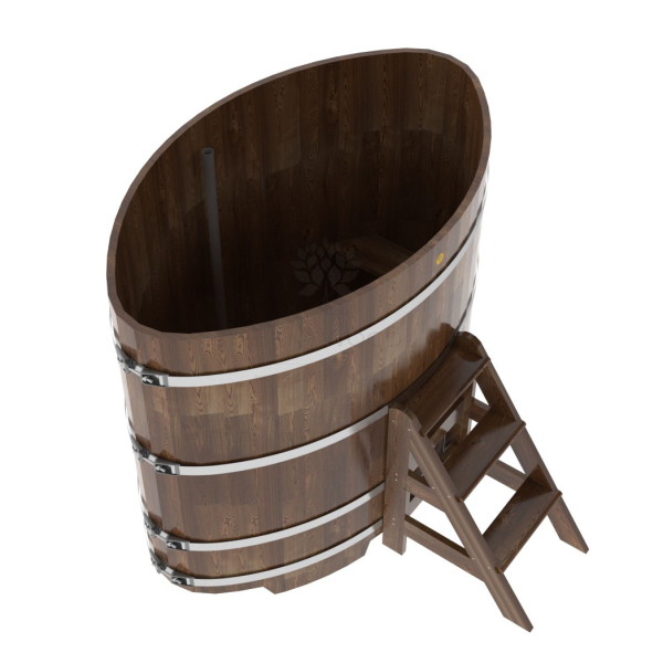 Купель овальная Bentwood из сращенных ламелей мореной лиственницы 1,02 х 1,68 х 1,4 м. Фото № 4