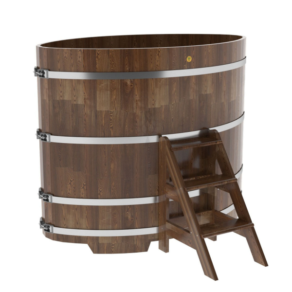 Купель овальная Bentwood из сращенных ламелей мореной лиственницы 1,02 х 1,68 х 1,4 м. Фото № 1