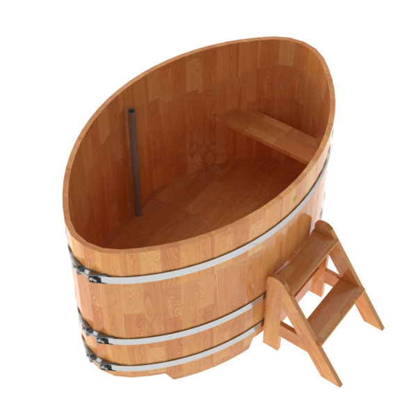 Купель овальная Bentwood из сращенных ламелей натуральной лиственницы 1,08 х 1,75 х 1,0 м. Фото № 2