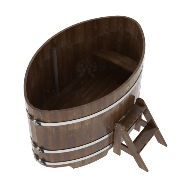 Купель овальная Bentwood из сращенных ламелей мореной лиственницы 1,08 х 1,75 х 1,0 м. Фото № 2