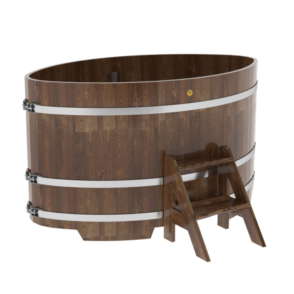 Купель овальная Bentwood из сращенных ламелей мореной лиственницы 1,08 х 1,75 х 1,0 м. Фото № 1