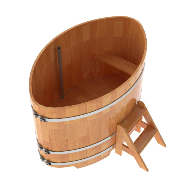 Купель овальная Bentwood из сращенных ламелей натуральной лиственницы 1,08 х 1,75 х 1,1 м. Фото № 3