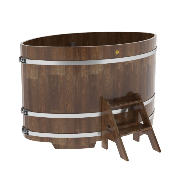 Купель овальная Bentwood из сращенных ламелей мореной лиственницы 1,08 х 1,75 х 1,1 м. Фото № 1