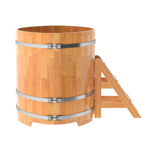 Купель овальная Bentwood из сращенных ламелей натуральной лиственницы 1,08 х 1,75 х 1,2 м. Фото № 2