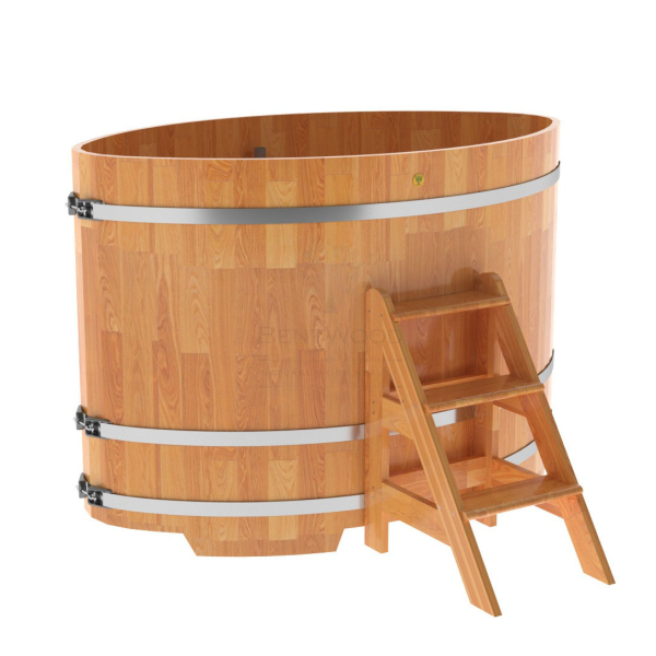 Купель овальная Bentwood из сращенных ламелей натуральной лиственницы 1,08 х 1,75 х 1,2 м. Фото № 1