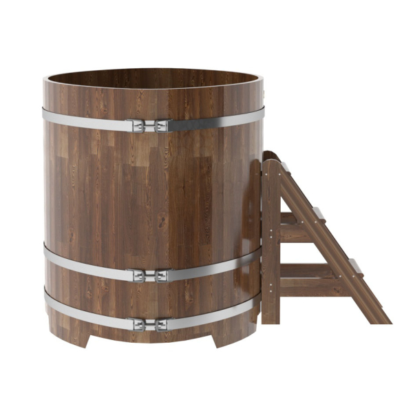 Купель овальная Bentwood из сращенных ламелей мореной лиственницы 1,08 х 1,75 х 1,2 м. Фото № 3