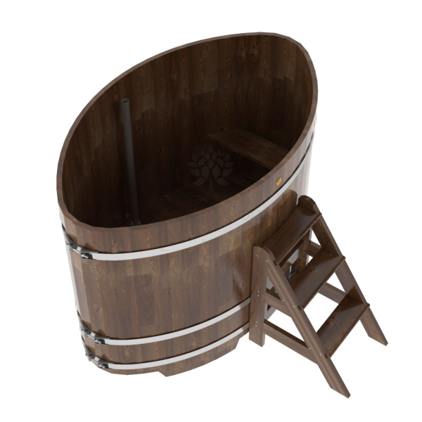 Купель овальная Bentwood из сращенных ламелей мореной лиственницы 1,08 х 1,75 х 1,2 м. Фото № 4