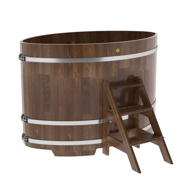 Купель овальная Bentwood из сращенных ламелей мореной лиственницы 1,08 х 1,75 х 1,2 м. Фото № 1