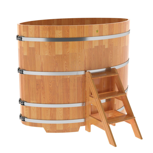 Купель овальная Bentwood из сращенных ламелей натуральной лиственницы 1,08 х 1,75 х 1,4 м. Фото № 1