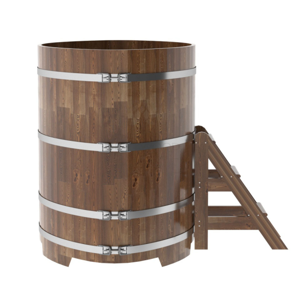 Купель овальная Bentwood из сращенных ламелей мореной лиственницы 1,08 х 1,75 х 1,4 м. Фото № 2