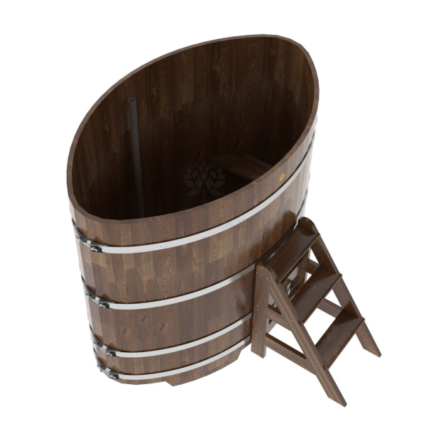 Купель овальная Bentwood из сращенных ламелей мореной лиственницы 1,08 х 1,75 х 1,4 м. Фото № 4