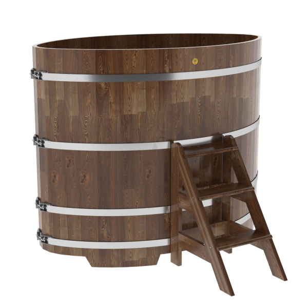 Купель овальная Bentwood из сращенных ламелей мореной лиственницы 1,08 х 1,75 х 1,4 м. Фото № 1