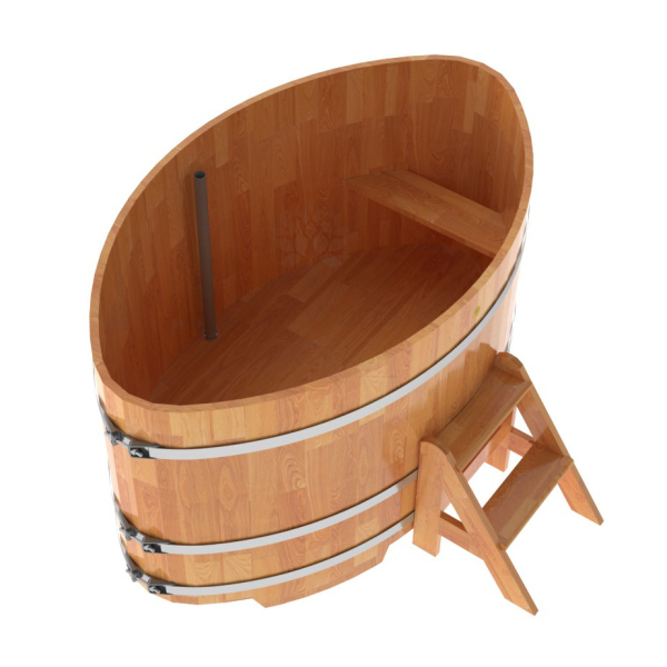 Купель овальная Bentwood из сращенных ламелей натуральной лиственницы 1,15 х 1,83 х 1,0 м. Фото № 5